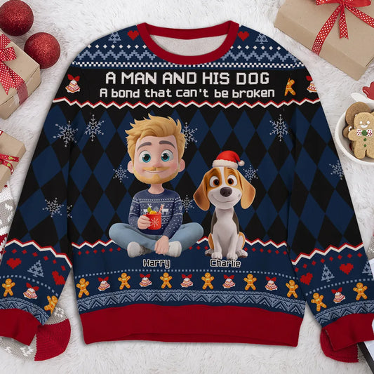 Just A Man Who Loves His Dog Christmas Ver Kid - Personalized Custom All-Over-Print Sweatshirt