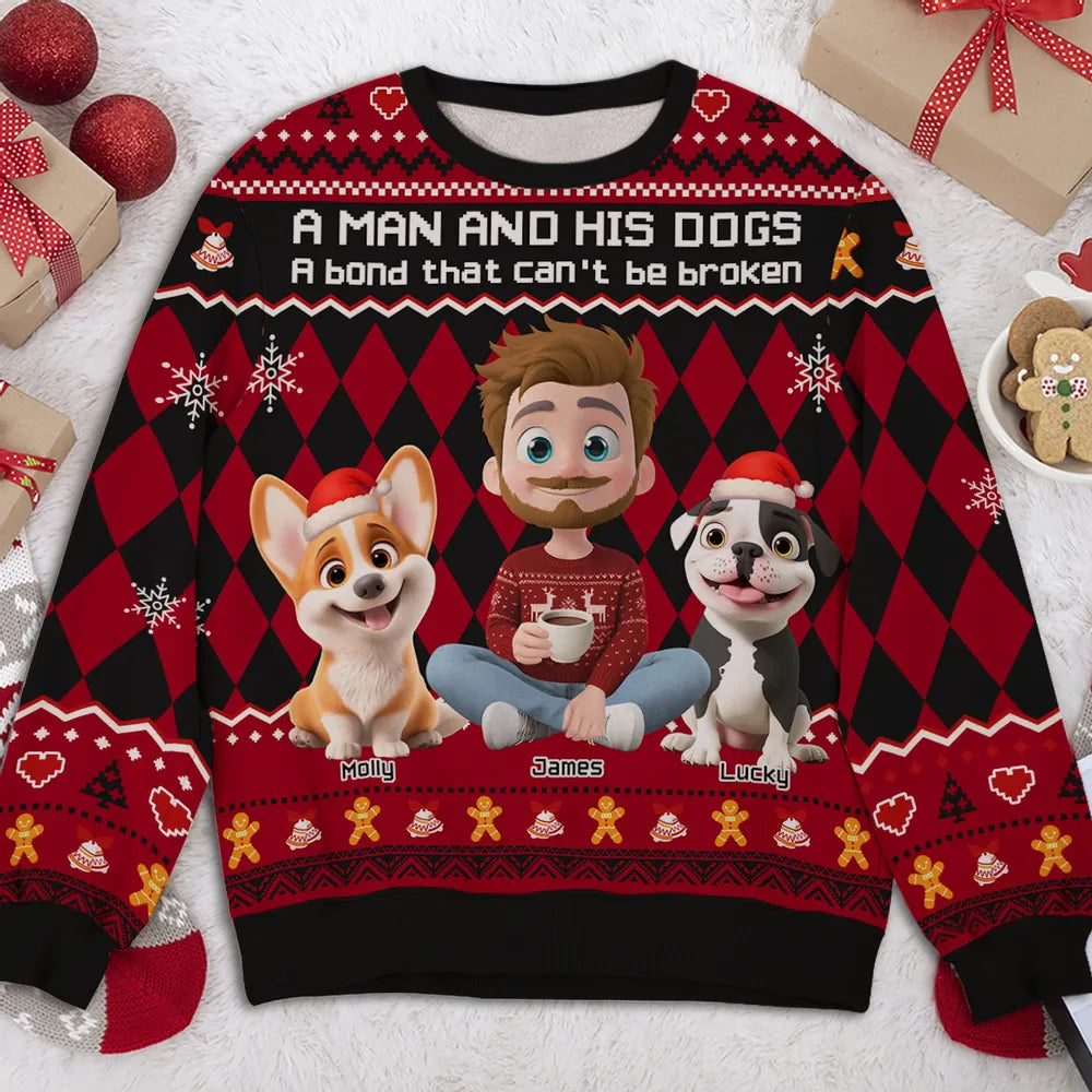 Just A Man Who Loves His Dog Christmas Ver Kid - Personalized Custom All-Over-Print Sweatshirt