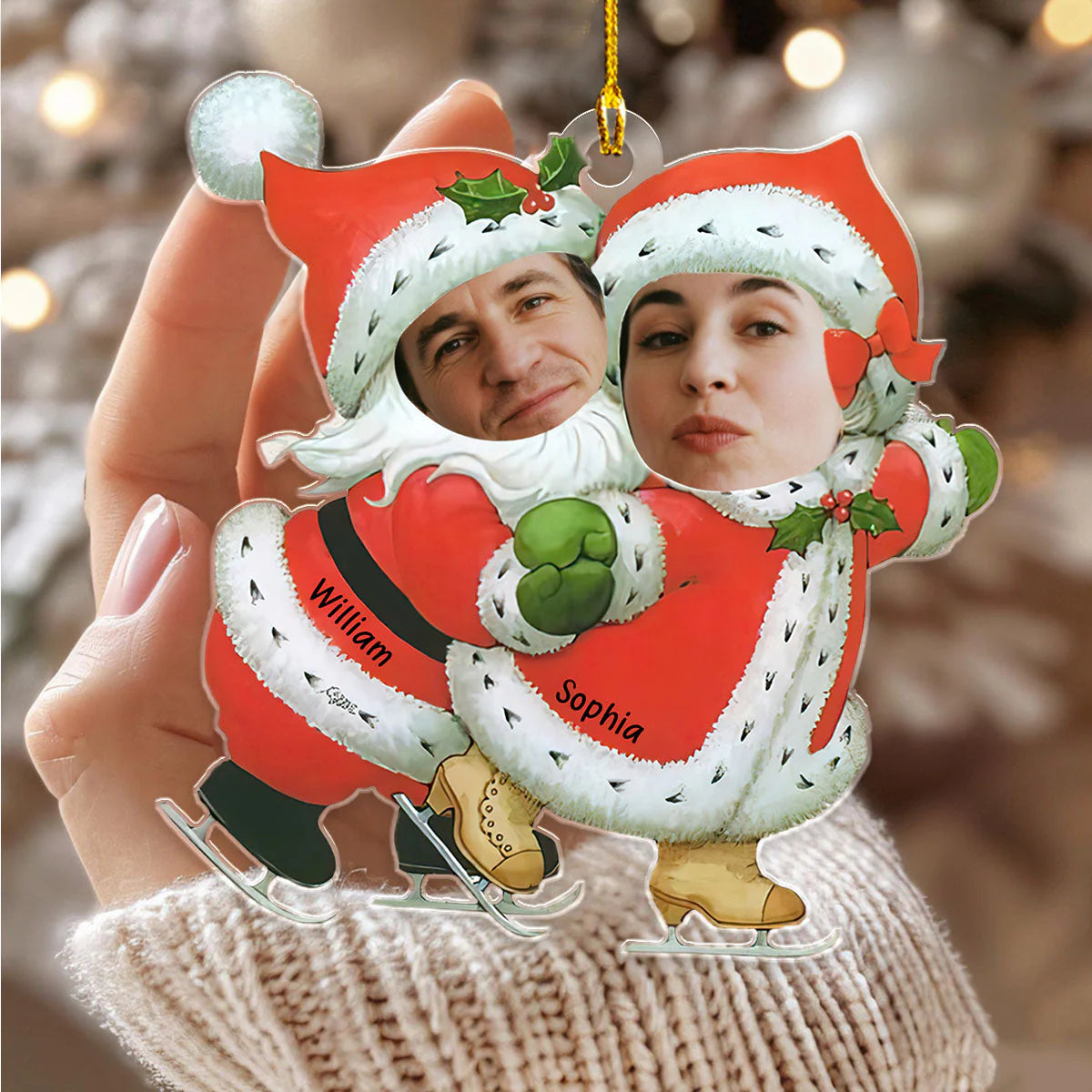 Custom Photo Acrylic Shape Ornament, Couple Christmas Gift