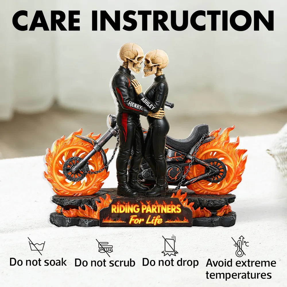 Biker Skeleton Couple - Personalized Acrylic Block - Gift for Couple