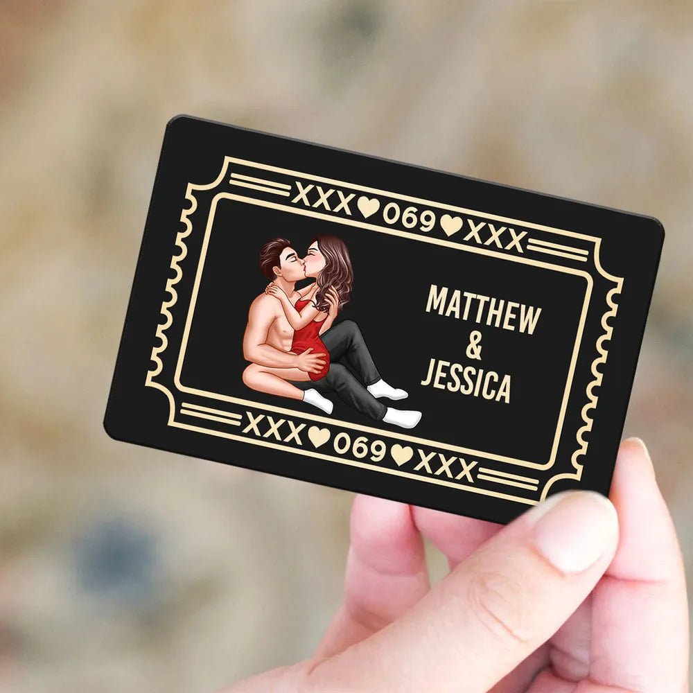 Funny Couple Pound Town Ticket - Personalized Metal Wallet Card - Gift For Him, Gift For Her