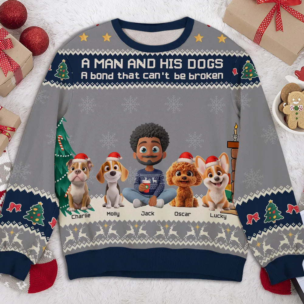 A Man And His Dog Christmas - Personalized Custom All-Over-Print Sweatshirt