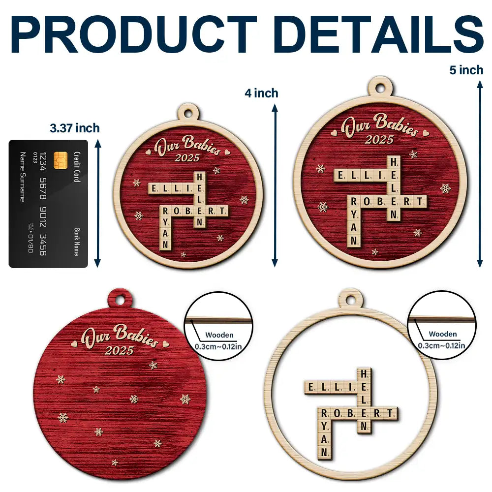 Crossword Our Grandkids Christmas - Personalized 2-Layered Wooden Ornament