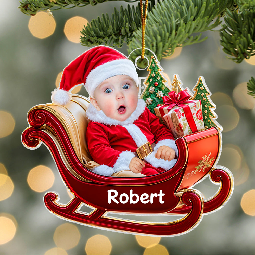 Custom Baby Face Ornament - Personalized Acrylic Photo Ornament - Baby's First Christmas Ornament