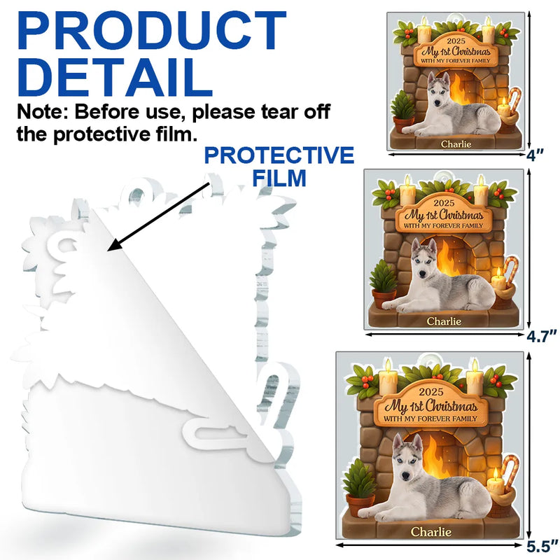 Custom Photo First Christmas With My Forever Family - Personalized Custom Shaped Acrylic Ornament