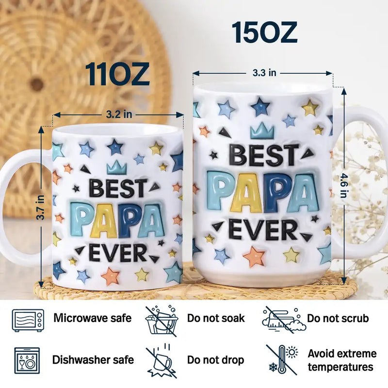 Custom 3D Effect Mug – Personalized "Best Pops Ever" Coffee Cup with Name & Photo – Unique Gift for Dad, Grandpa, Papa on Father’s Day, Birthday or Christmas