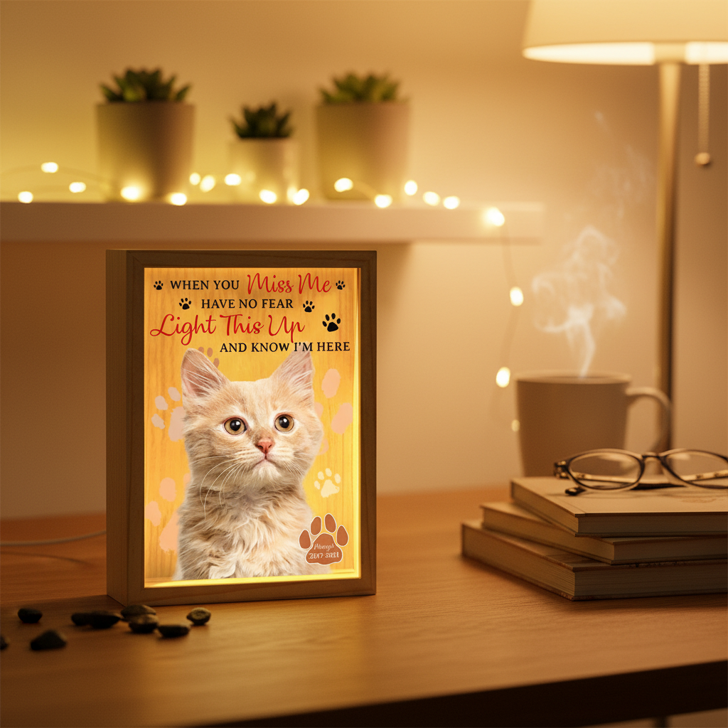 Custom Photo “When You Miss Me” Light Box – Personalized Pet Lovers Gift