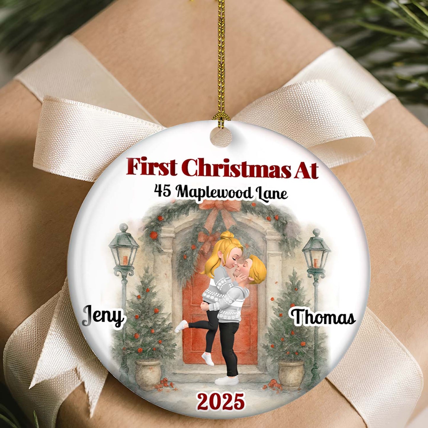 Love Shines Bright This Christmas - Personalized Custom Ceramic Ornament