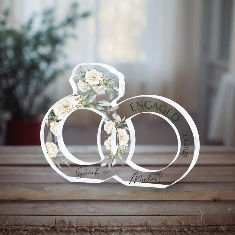 Engagement Gift for Couple, Personalized Engagement Gift, Engaged Acrylic Plaque, Engaged Gift for Couple, Custom Engagement Keepsake Gift