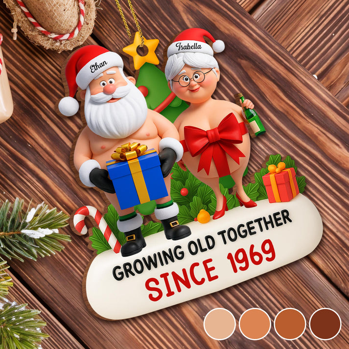 Growing Old Together Santa And Mrs Claus Christmas Ornament, Gift For Couples And Spouses