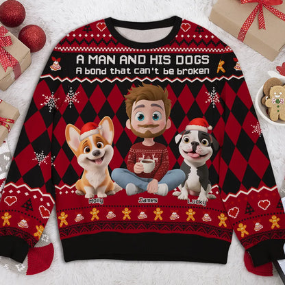 Just A Man Who Loves His Dog Christmas Ver Kid - Personalized Custom All-Over-Print Sweatshirt