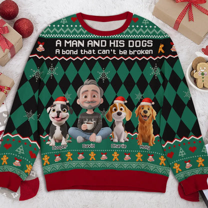 Just A Man Who Loves His Dog Christmas Ver Kid - Personalized Custom All-Over-Print Sweatshirt