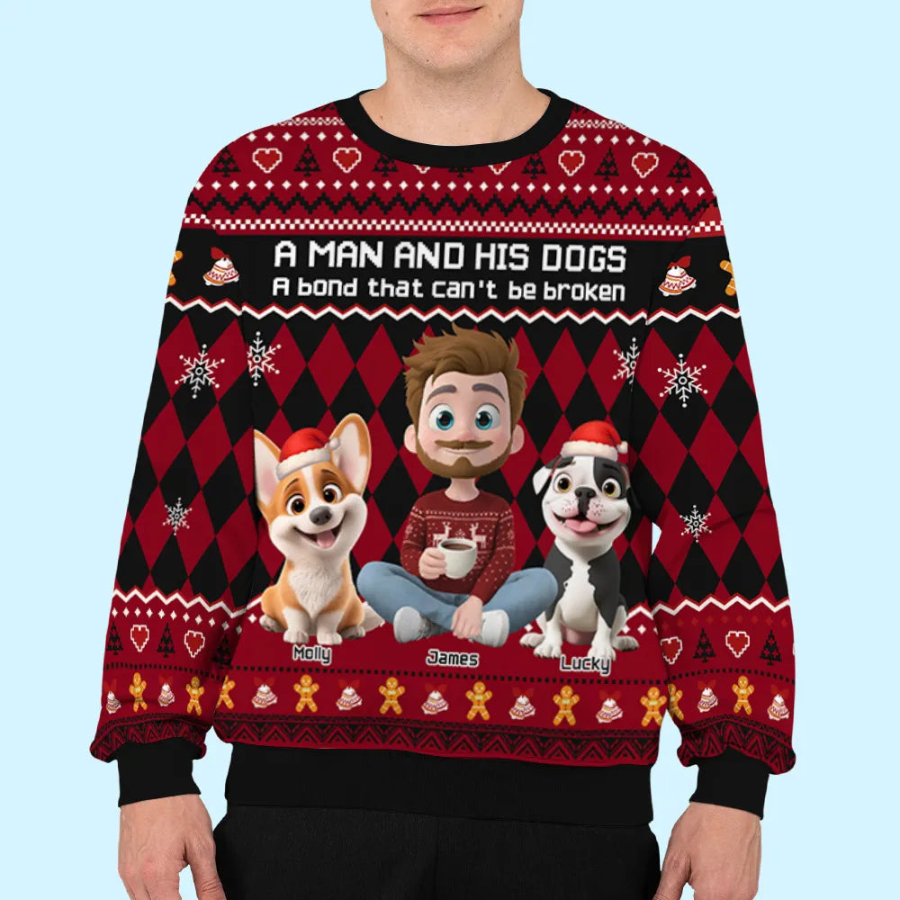 Just A Man Who Loves His Dog Christmas Ver Kid - Personalized Custom All-Over-Print Sweatshirt