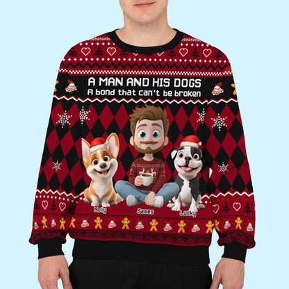 Just A Man Who Loves His Dog Christmas Ver Kid - Personalized Custom All-Over-Print Sweatshirt