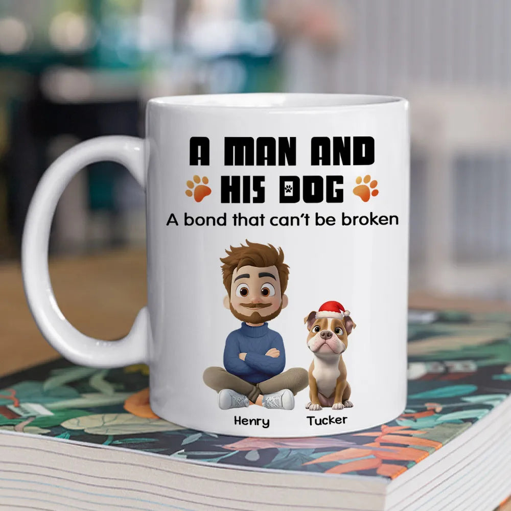 Human And Their Dog Cartoon Christmas Ver White - Personalized Custom Coffee Mug