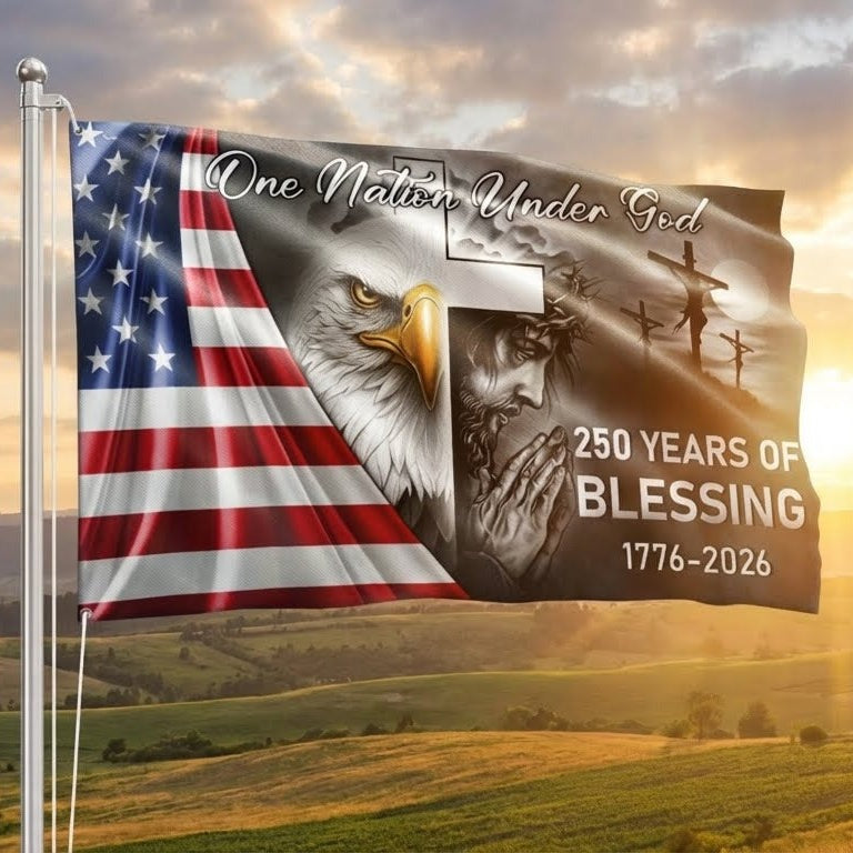 250 Years Of Blessing America Flag, One Nation Under God Grommet Flag