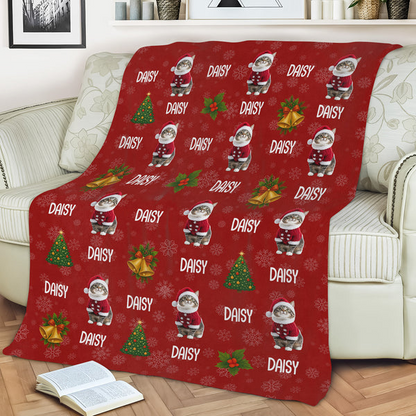 Custom Cat Photo Blanket For Christmas - Perfect Holiday Gift For Cat Lovers