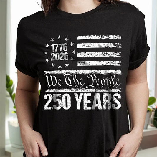 250 Years USA 250th Birthday 1776-2026 Eagle Flag Dark Basic Tee