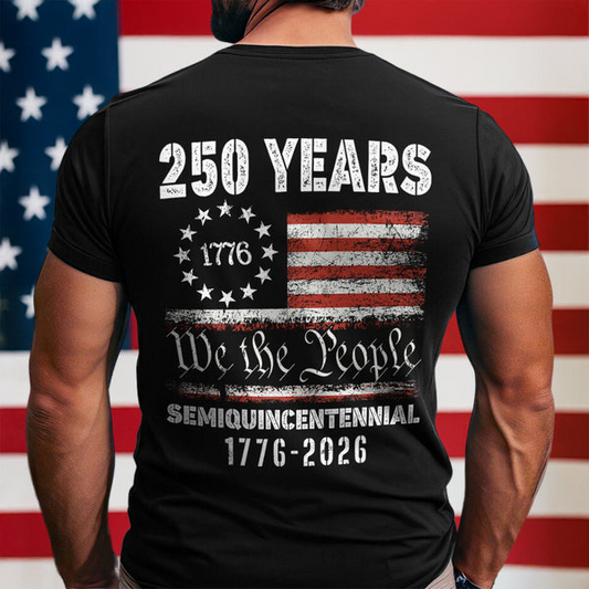 Celebrate Our America 250th Anniversary United States Semiquincentennial Back Side Dark Basic Tee