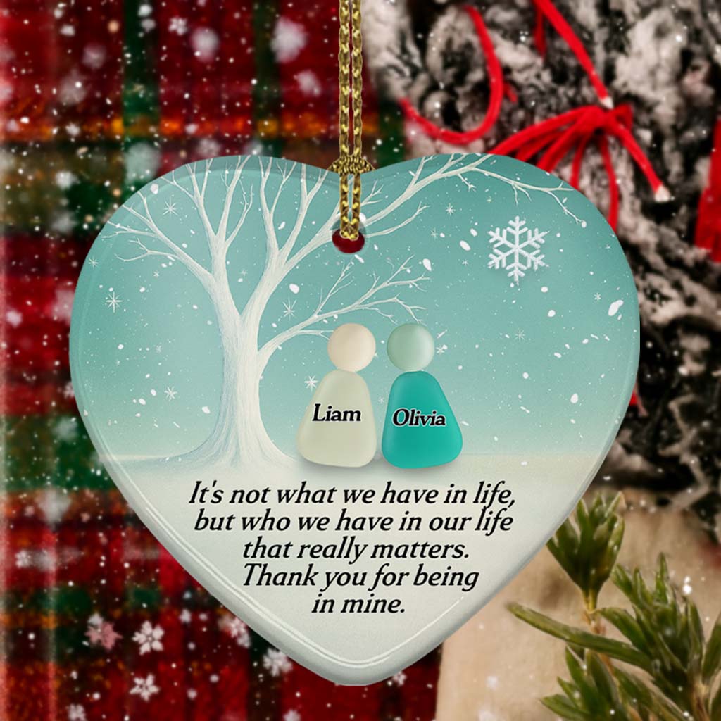 Personalized Heart Shaped Ceramic Ornament - Custom Name