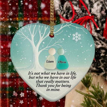 Personalized Heart Shaped Ceramic Ornament - Custom Name