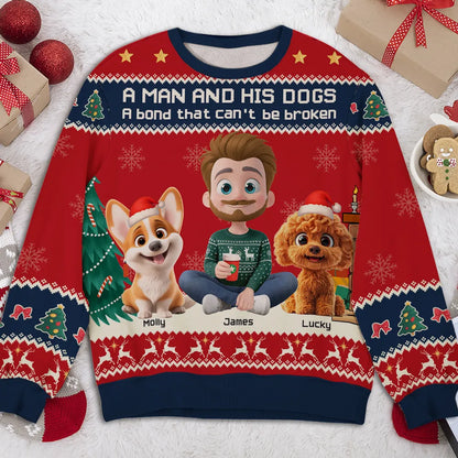 A Man And His Dog Christmas - Personalized Custom All-Over-Print Sweatshirt