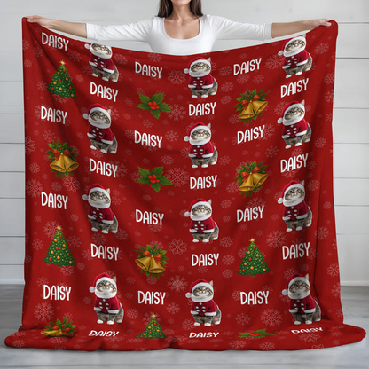Custom Cat Photo Blanket For Christmas - Perfect Holiday Gift For Cat Lovers
