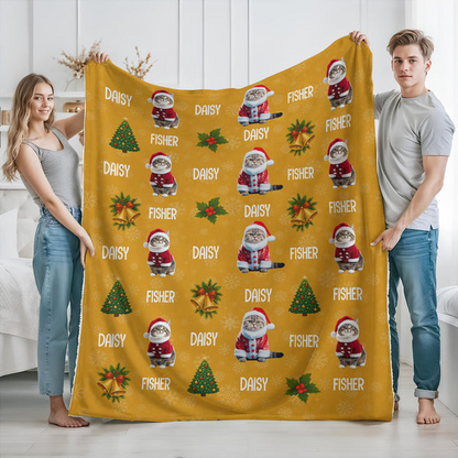 Custom Cat Photo Blanket For Christmas - Perfect Holiday Gift For Cat Lovers