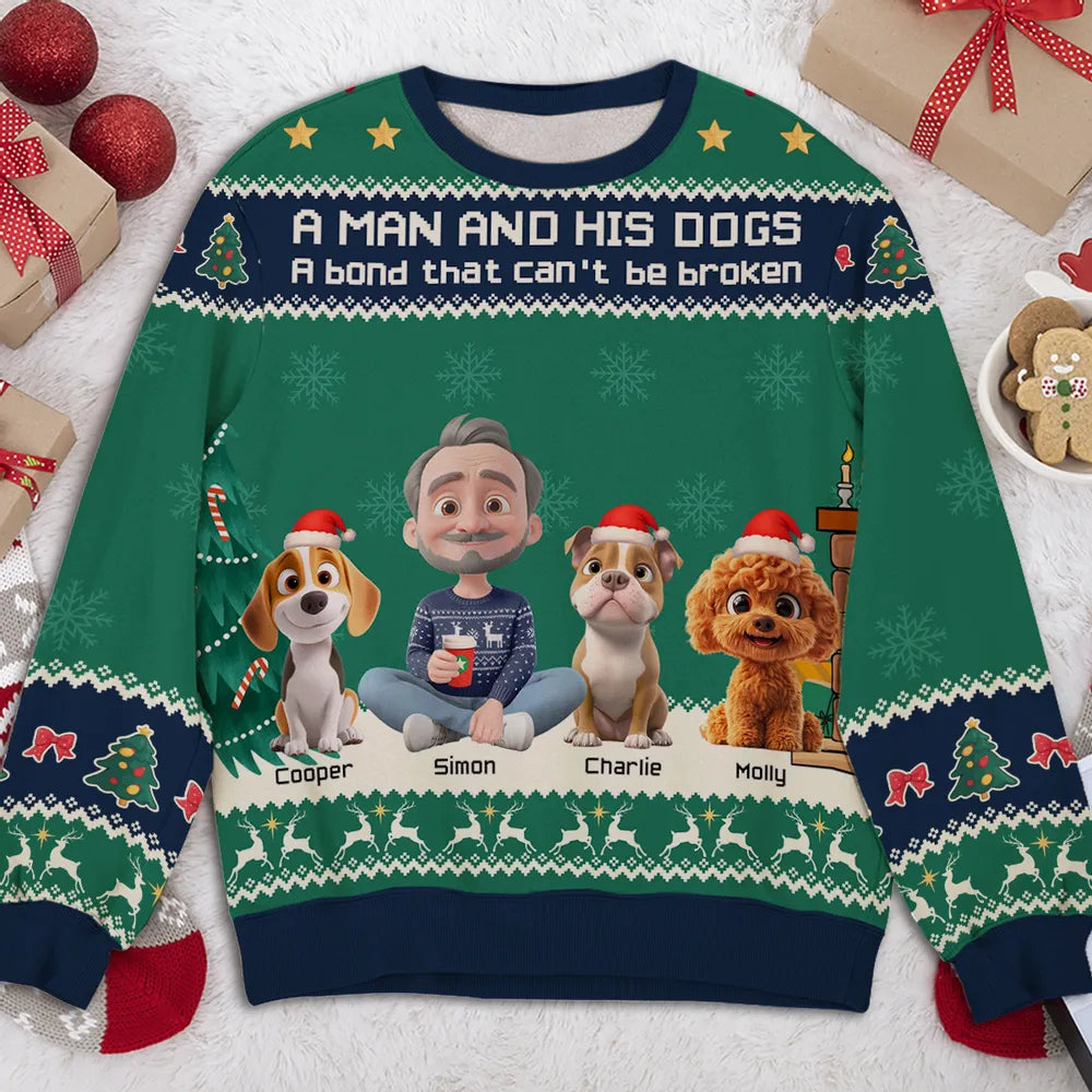 A Man And His Dog Christmas - Personalized Custom All-Over-Print Sweatshirt