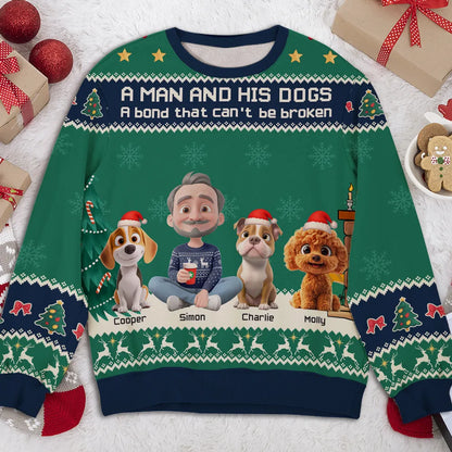 A Man And His Dog Christmas - Personalized Custom All-Over-Print Sweatshirt
