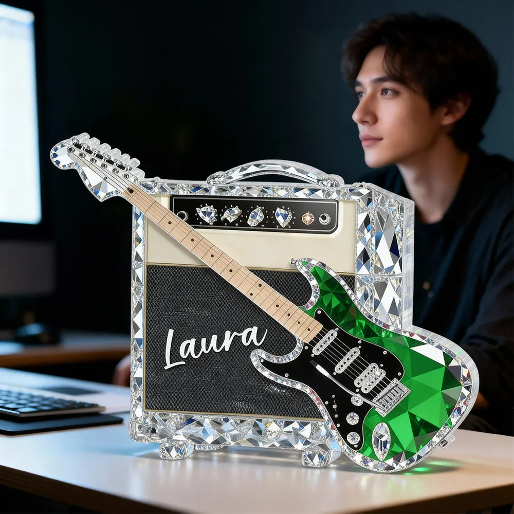 Guitar Music 3D Crystal Effect - Personalized Acrylic Block Plaque - Unique Gift For Guitarist