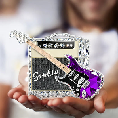Guitar Music 3D Crystal Effect - Personalized Acrylic Block Plaque - Unique Gift For Guitarist