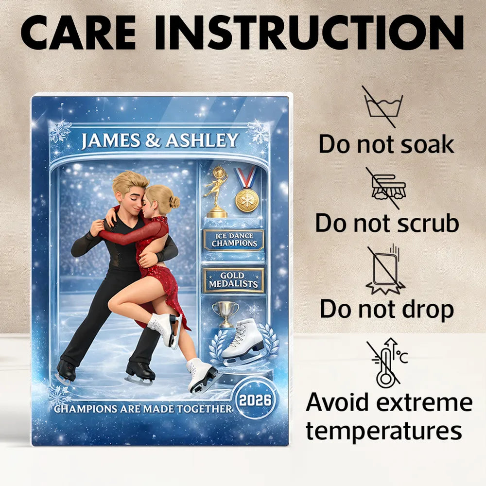 Figure Skating Couple Action Figure - Personalized Acrylic Block Plaque - Anniversary, Valentine's Day Gift, Gift For Him, Gift For Her