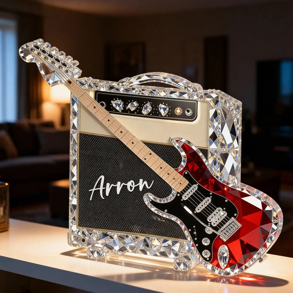 Guitar Music 3D Crystal Effect - Personalized Acrylic Block Plaque - Unique Gift For Guitarist