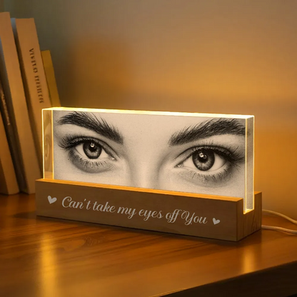 Custom Eye Photo Of Him Of Her - Personalized Acrylic Block Plaque LED Night Light - Funny Valentine's Day Gift For Couple