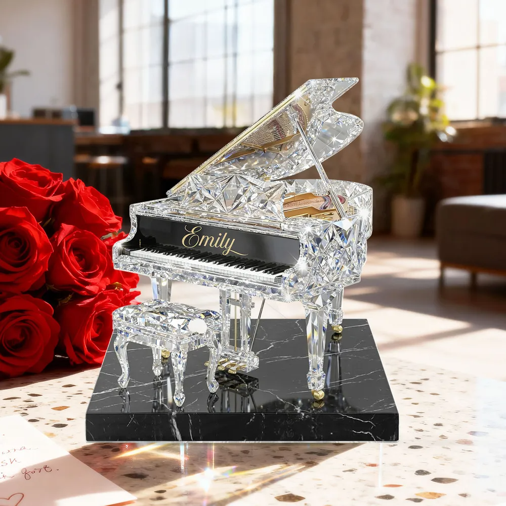 Piano Music 3D Crystal Effect - Personalized Acrylic Block Plaque - Unique Gift For Pianist