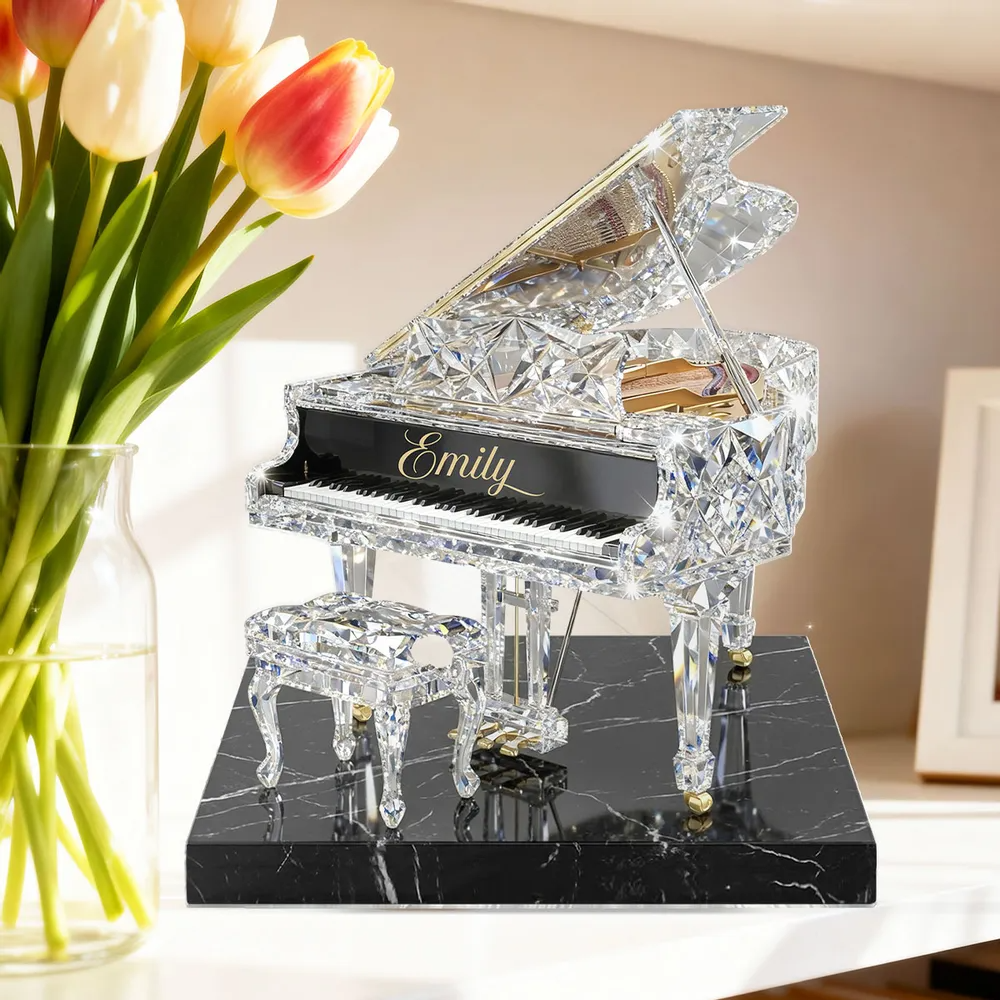 Piano Music 3D Crystal Effect - Personalized Acrylic Block Plaque - Unique Gift For Pianist