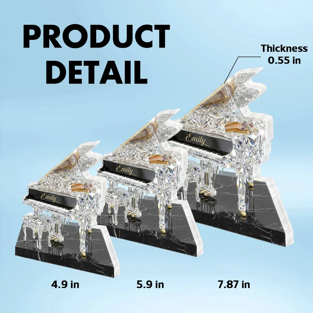 Piano Music 3D Crystal Effect - Personalized Acrylic Block Plaque - Unique Gift For Pianist