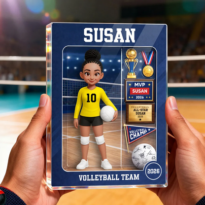 3D Effect Volleyball Girl Action Figure - Personalized Acrylic Block Plaque - Unique Gift For Daughter, Granddaughter