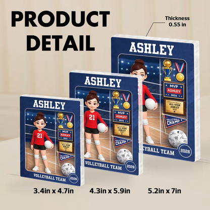 3D Effect Volleyball Girl Action Figure - Personalized Acrylic Block Plaque - Unique Gift For Daughter, Granddaughter