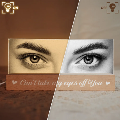 Custom Eye Photo Of Him Of Her - Personalized Acrylic Block Plaque LED Night Light - Funny Valentine's Day Gift For Couple