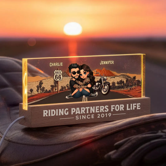 Riding Partners For Life Personalized Acrylic Block LED Night Light - Speacial Gift For Couple