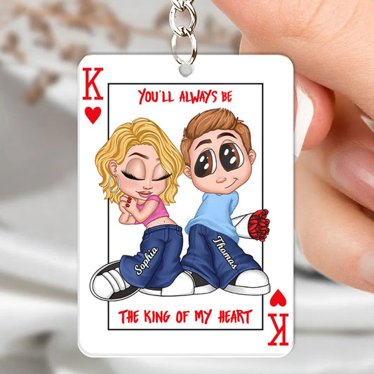 You're King/Queen Of My Heart Y2K Couple - Personalized Acrylic Keychain - Valentine's Day Gift, Anniversary Gift For Him, For Her