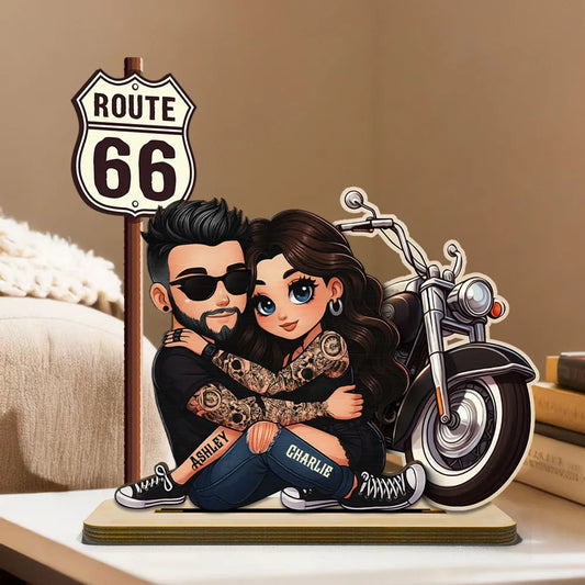 Eternal Love Biker Couple Riding Partners For Life - Personalized 2-Layer Wooden Plaque - Gift For Couple, Bikers, Gift For Him, For Her