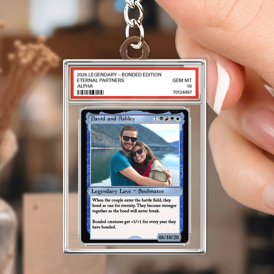 Custom Photo Fantasy Trading Card Style - Personalized Acrylic Keychain - Valentine's Day, Anniversary Gift For Him, For Her