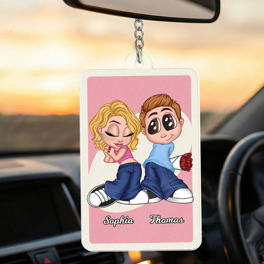 Love You More Game Card Style Y2K Couple - Personalized Acrylic Keychain - Valentine's Day Gift, Anniversary Gift For Him, For Her