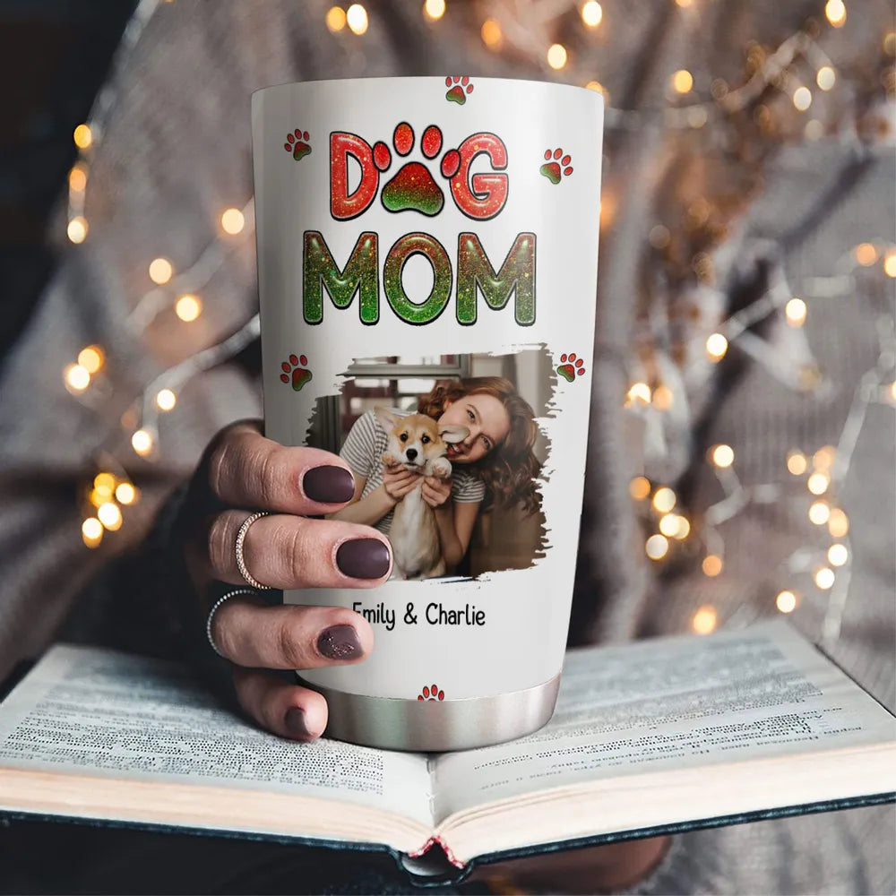 Merry Christmas Dog Mom Photo - Personalized Custom Tumbler
