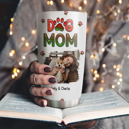 Merry Christmas Dog Mom Photo - Personalized Custom Tumbler