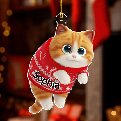 Hanging Cat Cartoonize - Personalized Custom Acrylic Ornament