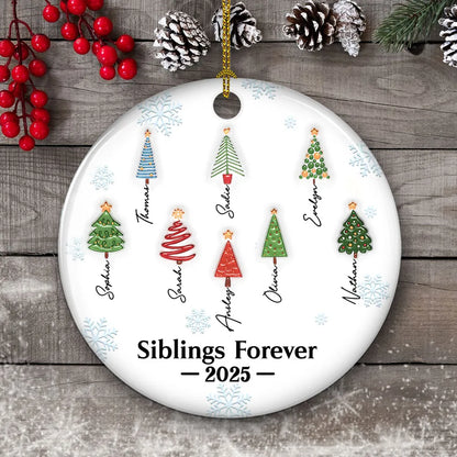 Family Christmas Tree Names - Personalized Custom 3D Inflated Effect Ceramic Ornament